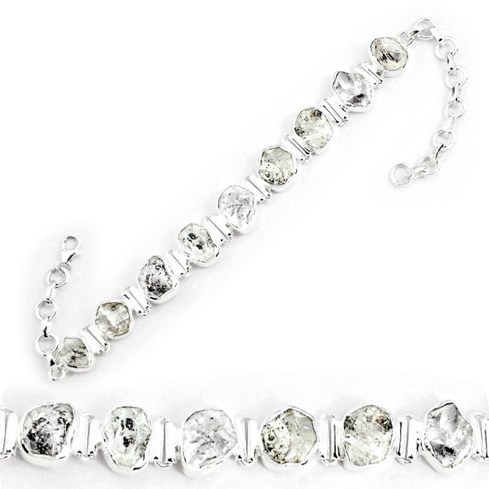 925 silver 44.57cts natural white herkimer diamond fancy tennis bracelet p69024