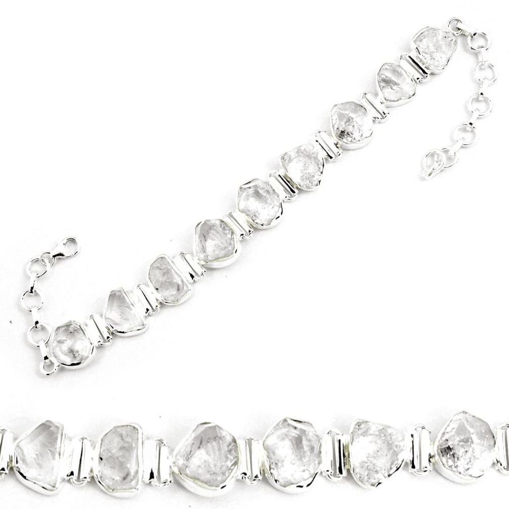 925 silver 40.36cts natural white herkimer diamond tennis bracelet p69008