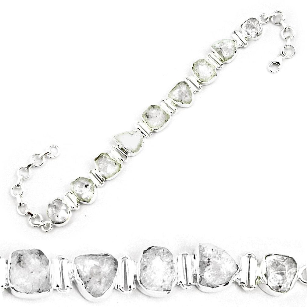 925 silver 48.62cts natural white herkimer diamond tennis bracelet p69014