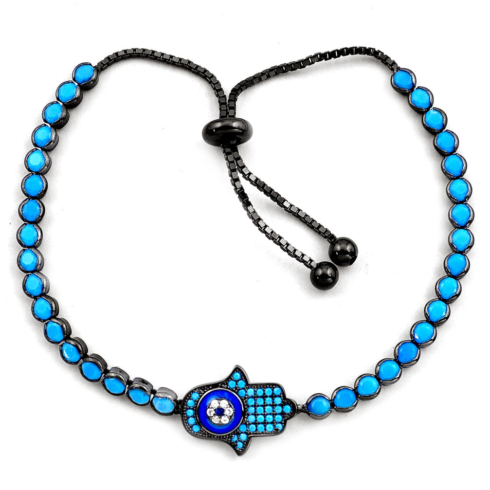 925 silver rhodium blue sleeping beauty turquoise adjustable bracelet c4960