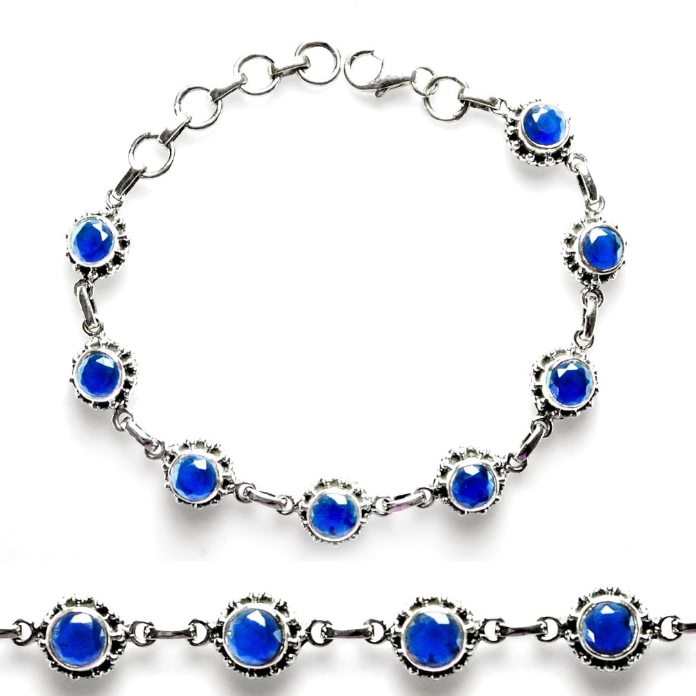 925 sterling silver 10.42cts blue sapphire (lab) tennis bracelet p68024