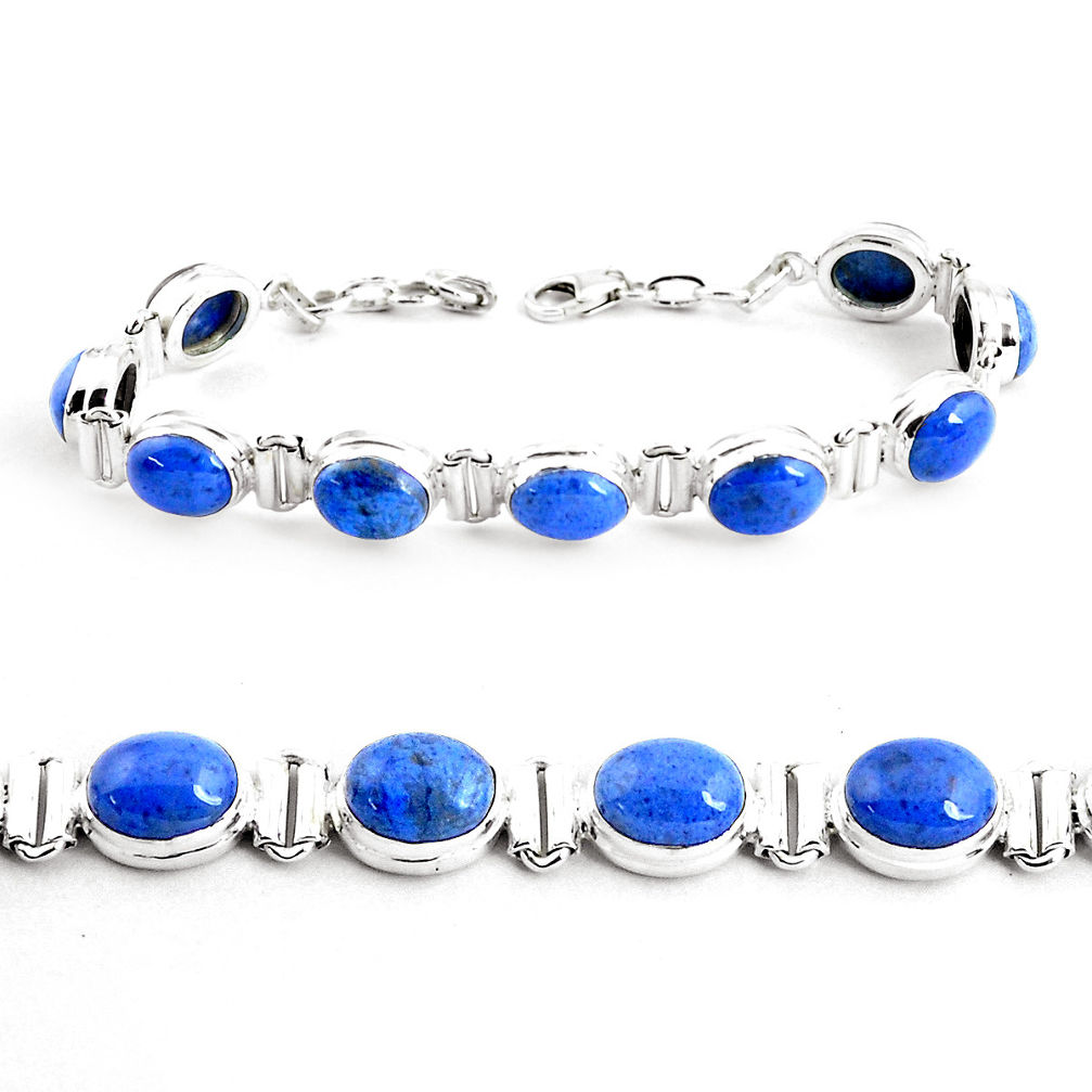 925 sterling silver 39.48cts natural blue dumortierite tennis bracelet p41012