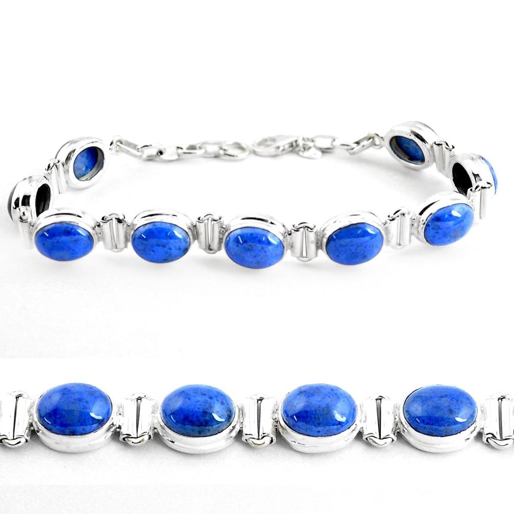 925 sterling silver 38.72cts natural blue dumortierite tennis bracelet p41016