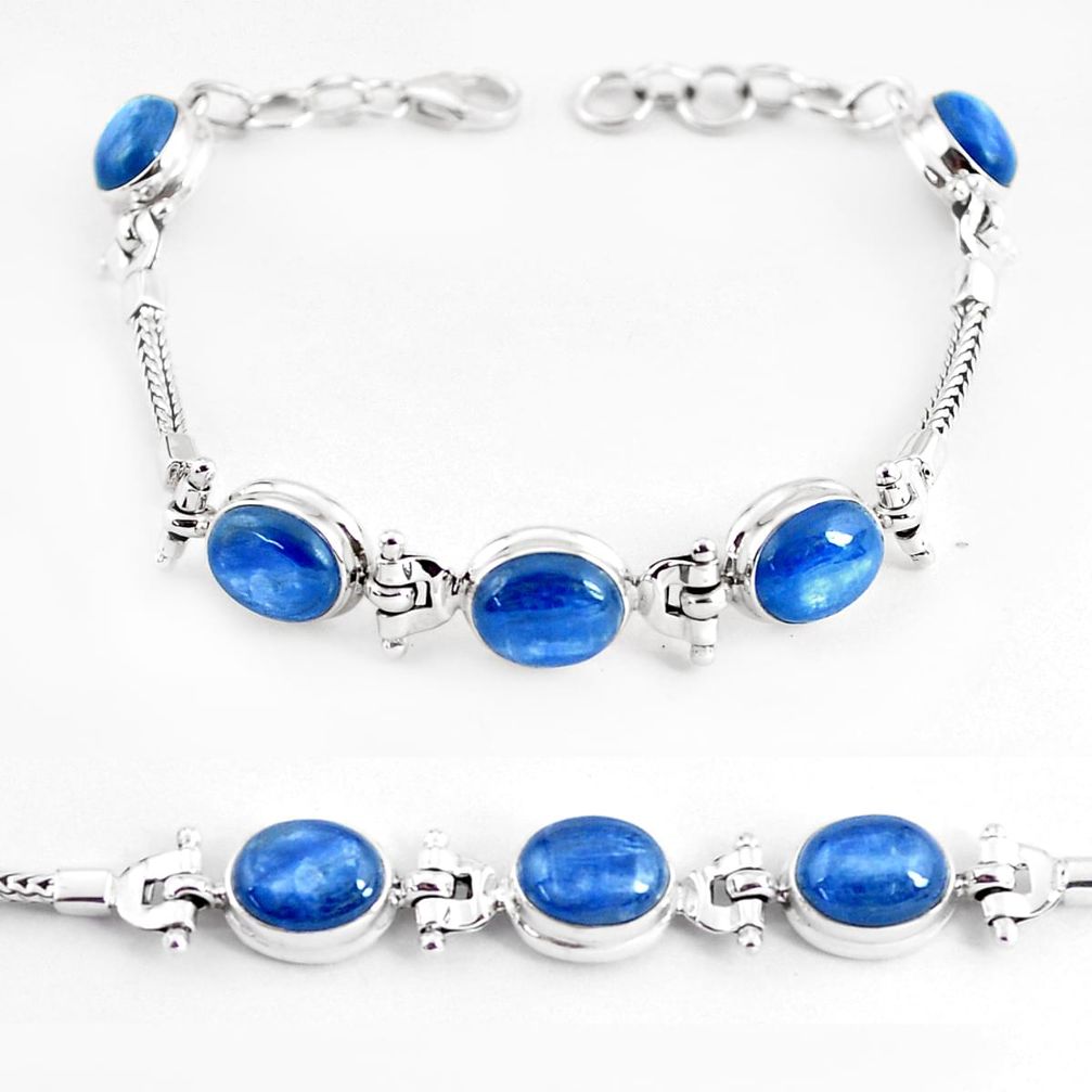 925 sterling silver 23.84cts natural blue kyanite tennis bracelet jewelry p54704