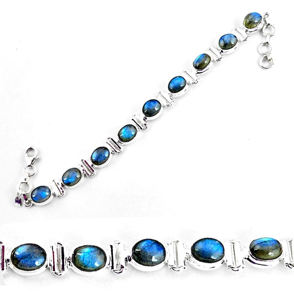 925 sterling silver 28.89cts natural blue labradorite tennis bracelet p65066