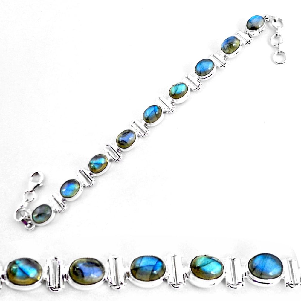 925 sterling silver 29.84cts natural blue labradorite tennis bracelet p65077