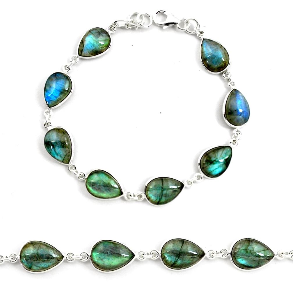 925 sterling silver 33.90cts natural blue labradorite tennis bracelet p72933