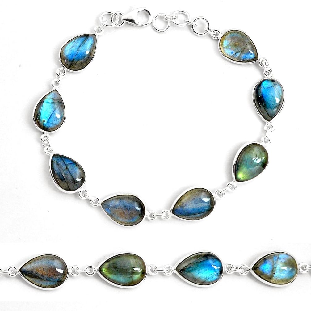 925 sterling silver 35.65cts natural blue labradorite tennis bracelet p87748