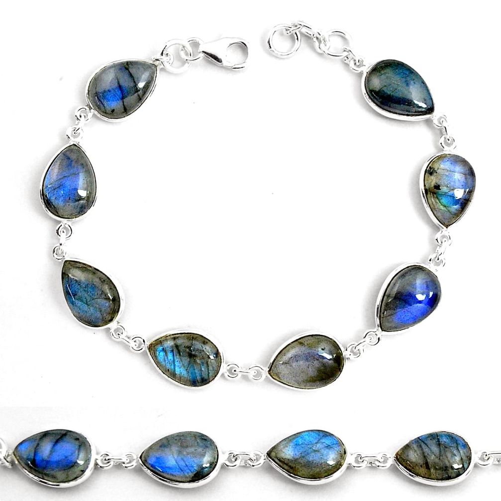 925 sterling silver 35.47cts natural blue labradorite tennis bracelet p87752