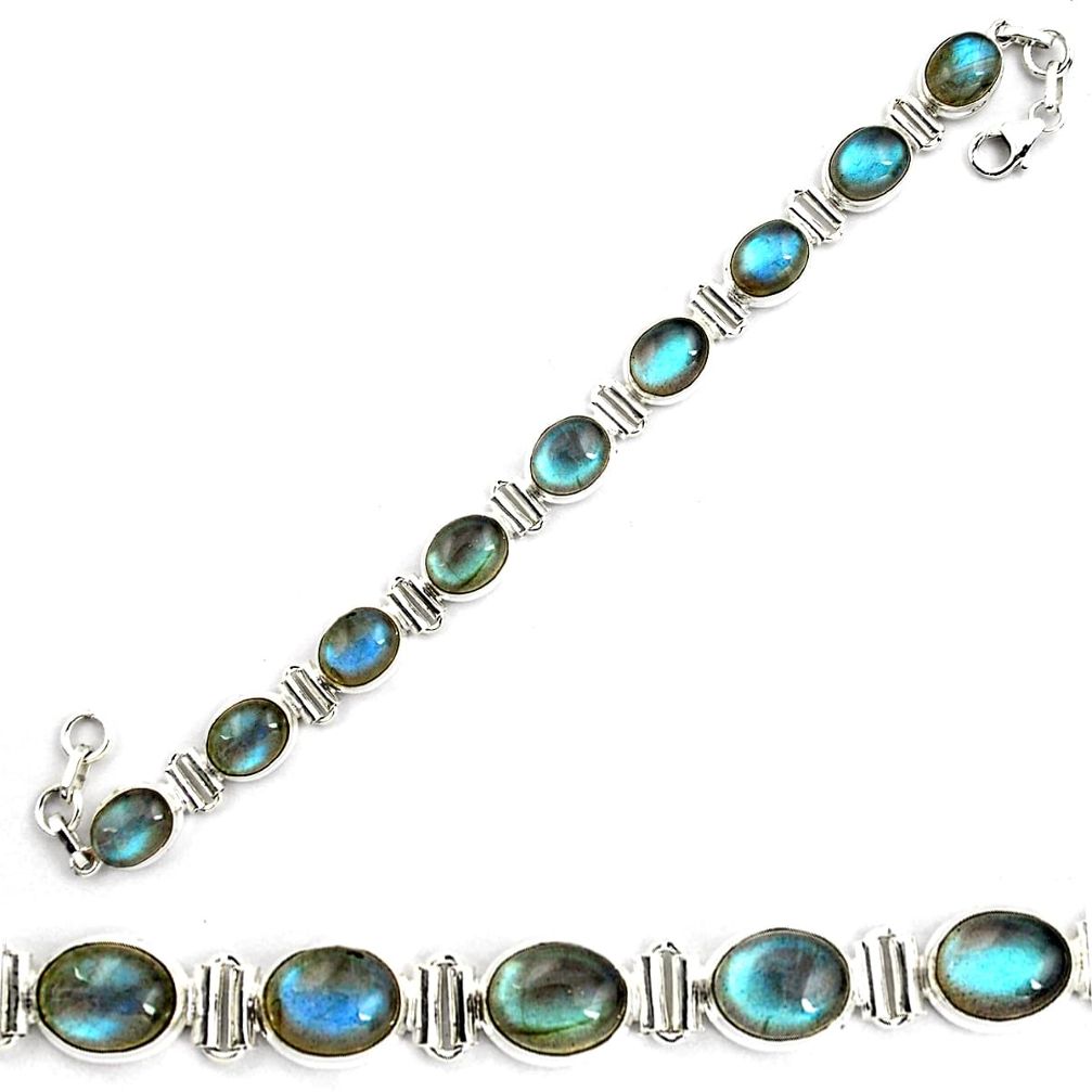 925 sterling silver 39.91cts natural blue labradorite tennis bracelet p87799