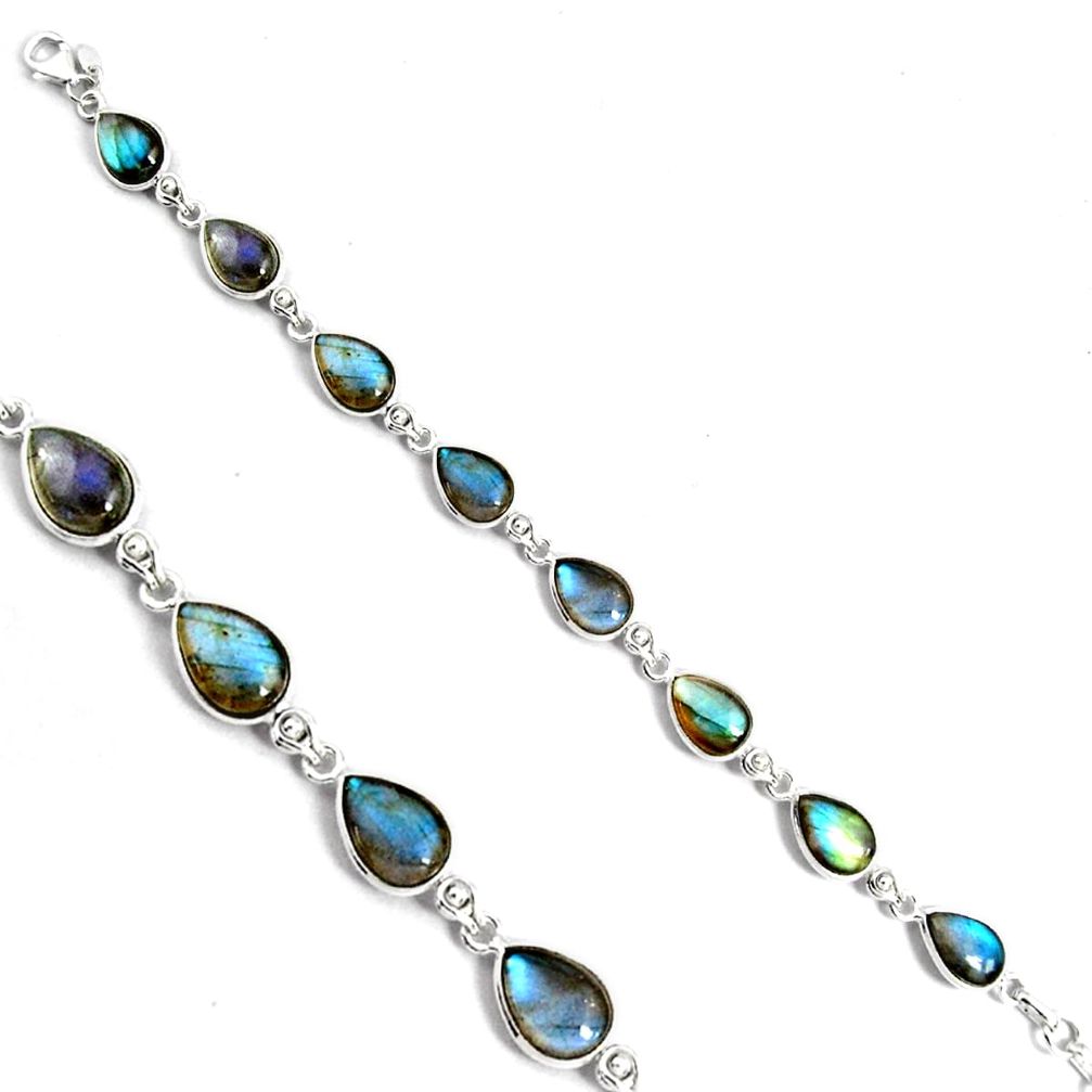 925 sterling silver 32.12cts natural blue labradorite tennis bracelet p89633