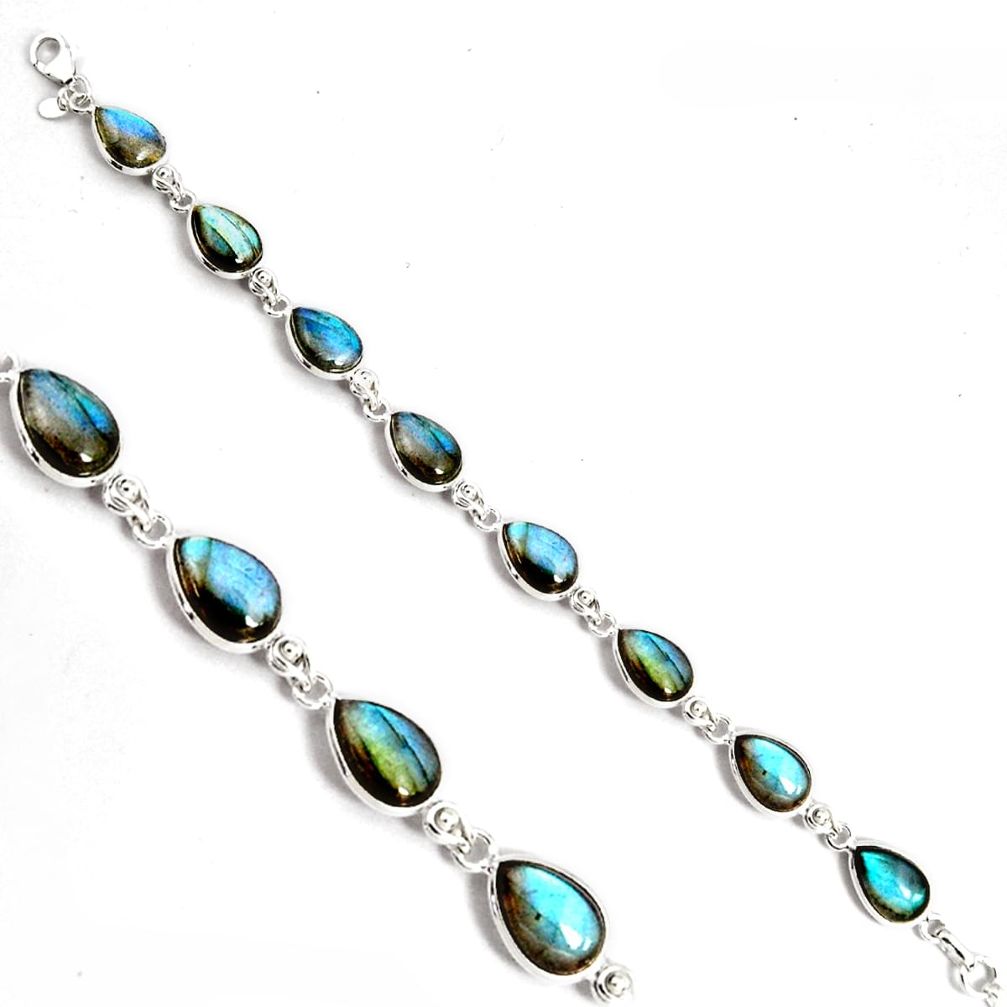 925 sterling silver 33.24cts natural blue labradorite tennis bracelet p89637