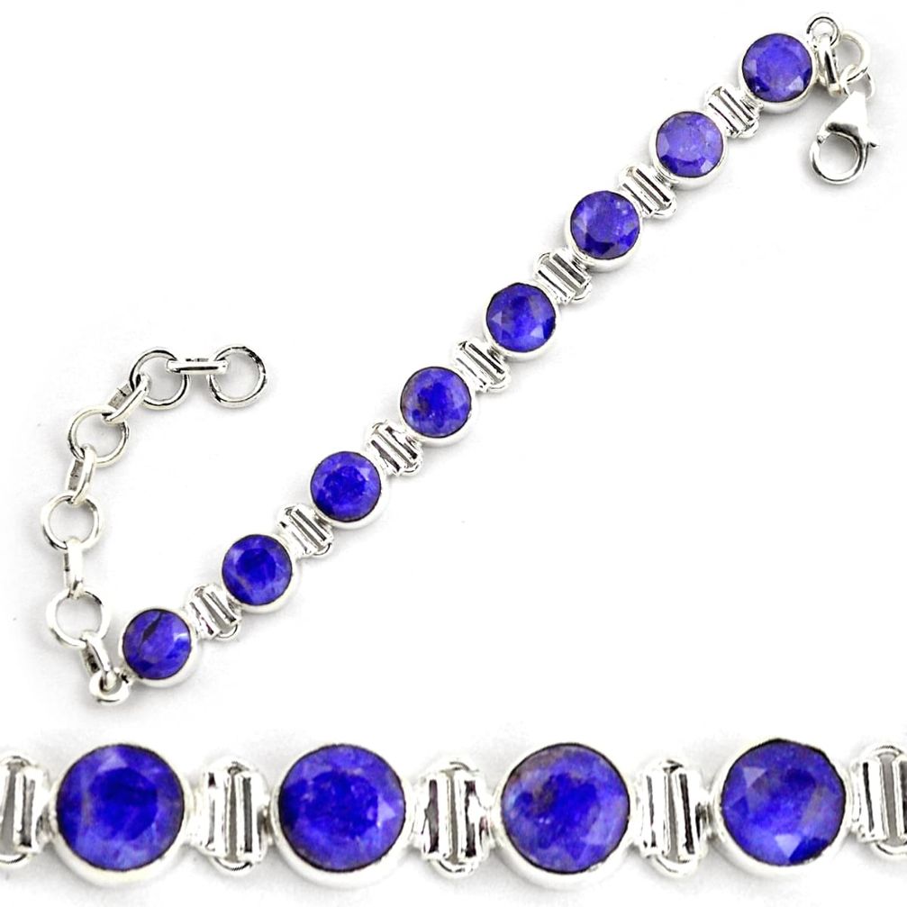 925 sterling silver 21.81cts natural blue sapphire tennis bracelet p87812