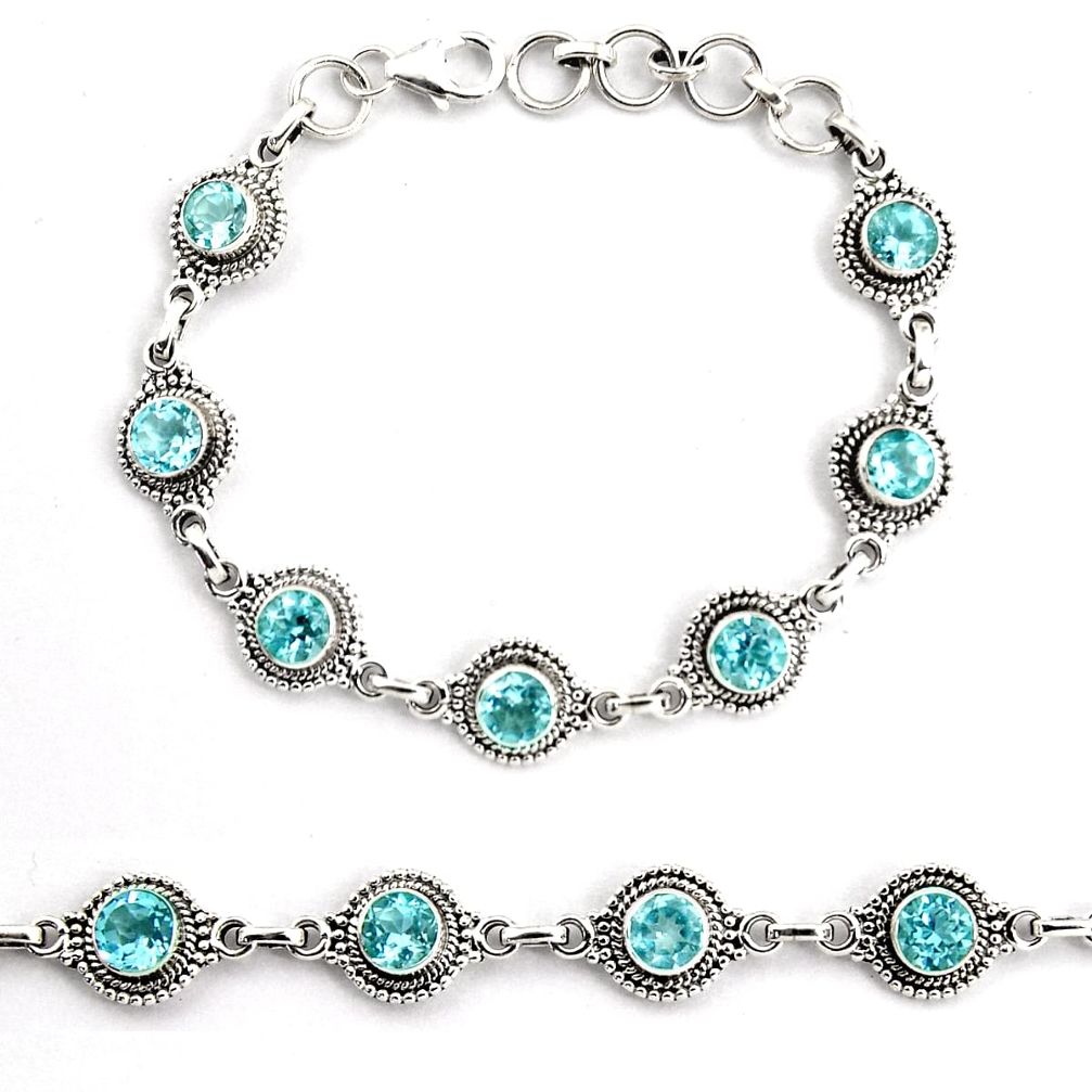 925 sterling silver 9.18cts natural blue topaz tennis bracelet jewelry p92999