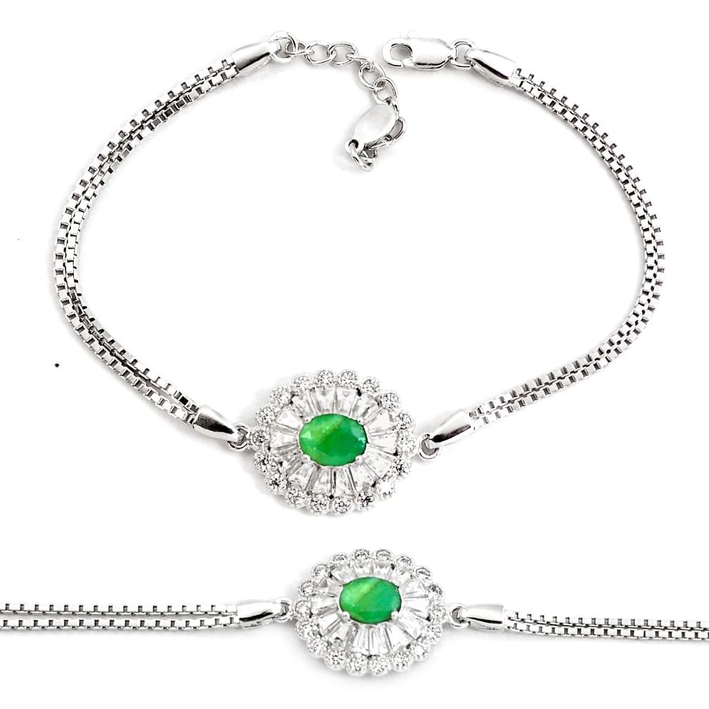 925 sterling silver 5.83cts natural green emerald topaz tennis bracelet c2333