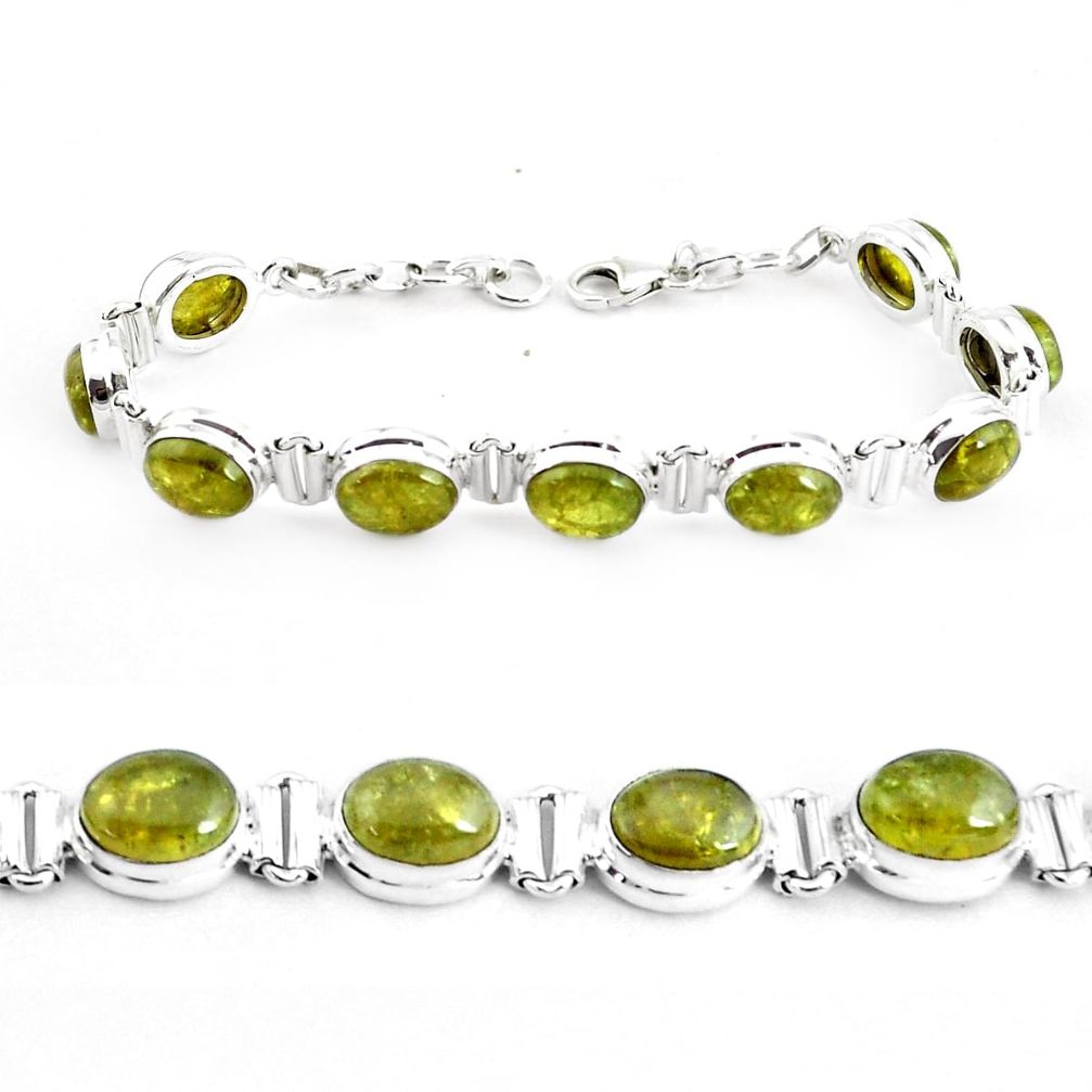 925 sterling silver 37.60cts natural green garnet tennis bracelet p40004