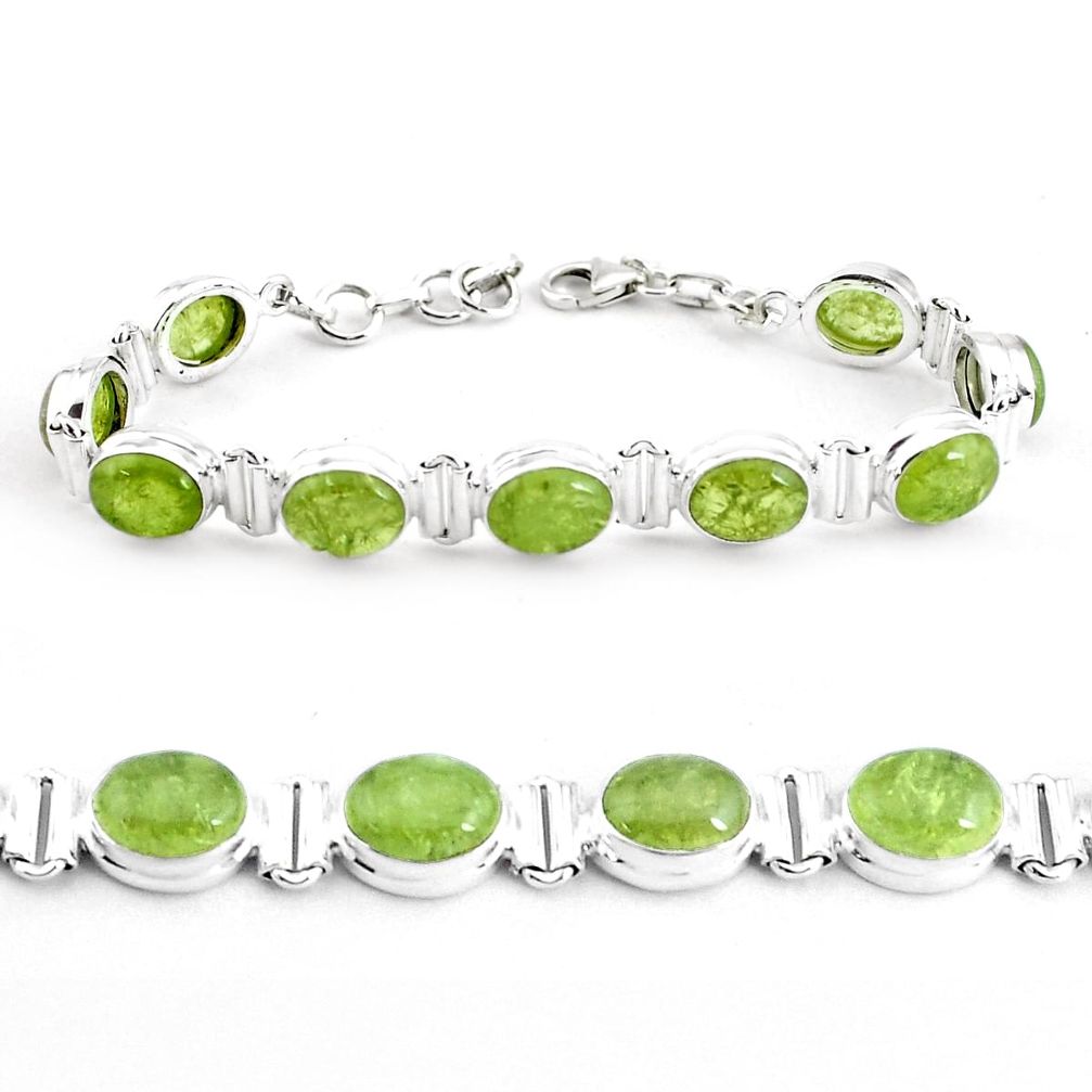 925 sterling silver 38.27cts natural green garnet tennis bracelet p40013