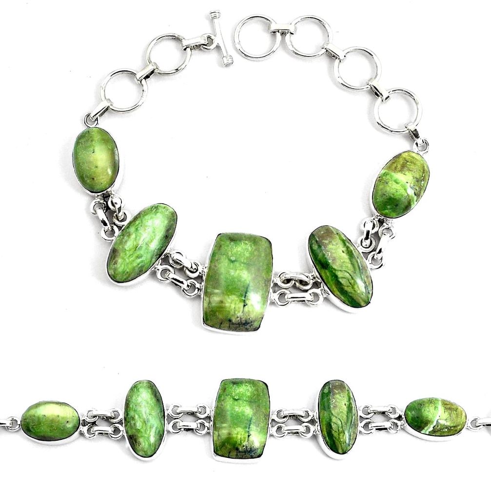 925 sterling silver natural green swiss imperial opal tennis bracelet p46008