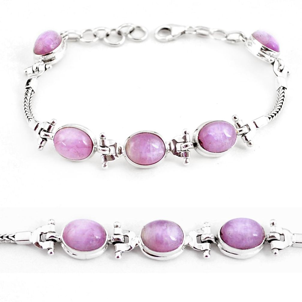 925 sterling silver 23.22cts natural pink kunzite tennis bracelet jewelry p54725