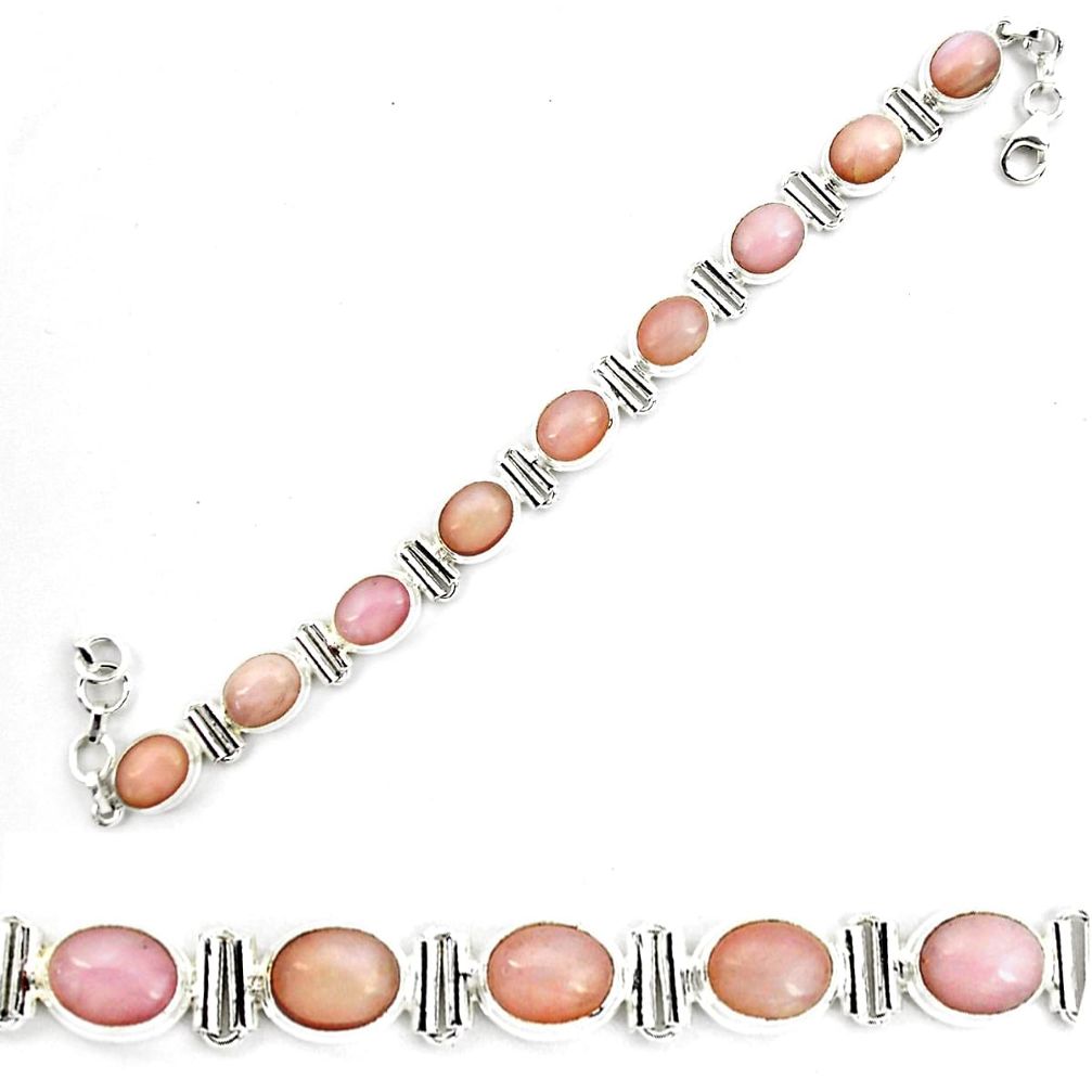 925 sterling silver 39.96cts natural pink opal tennis bracelet jewelry p70698