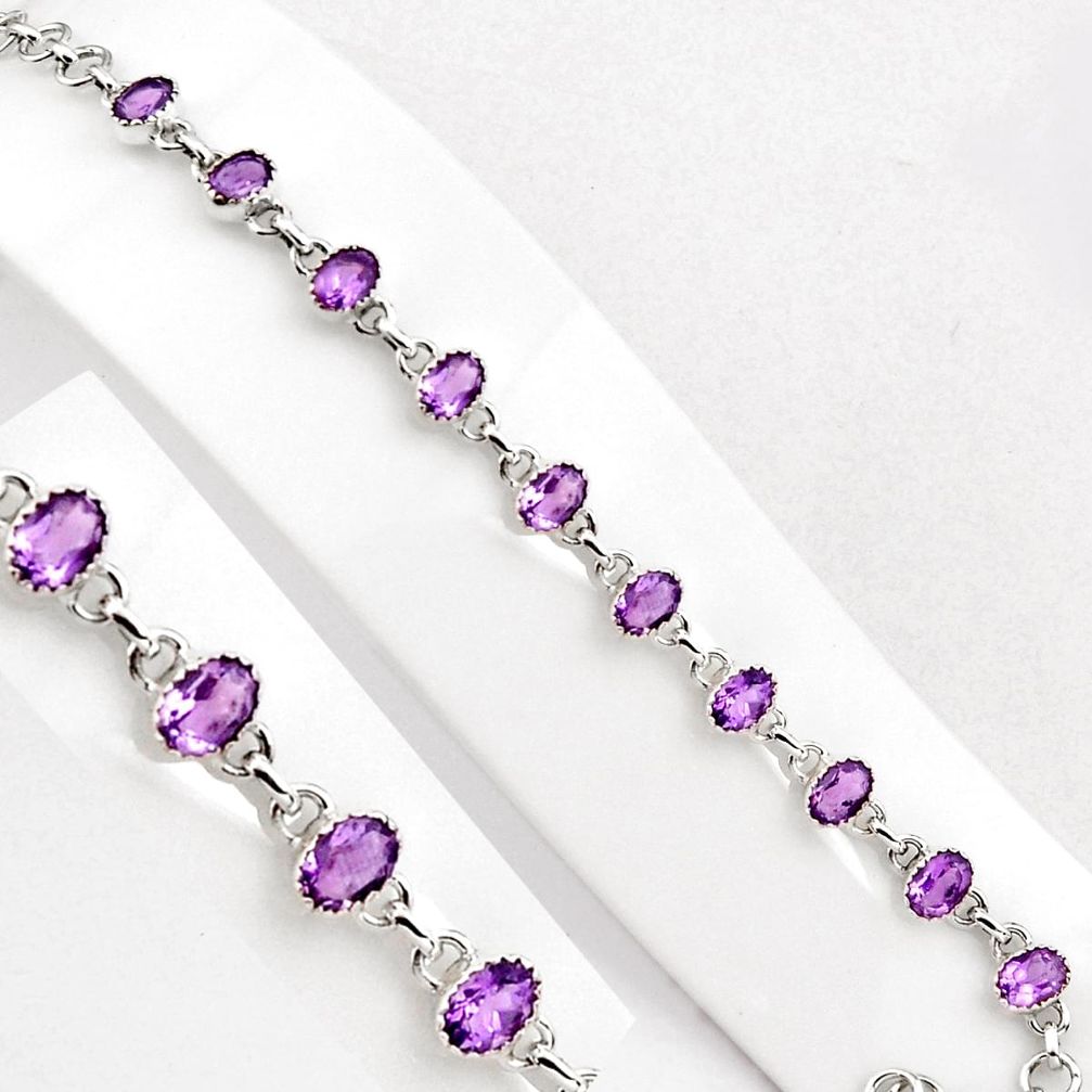 925 sterling silver 15.72cts natural purple amethyst tennis bracelet p89067