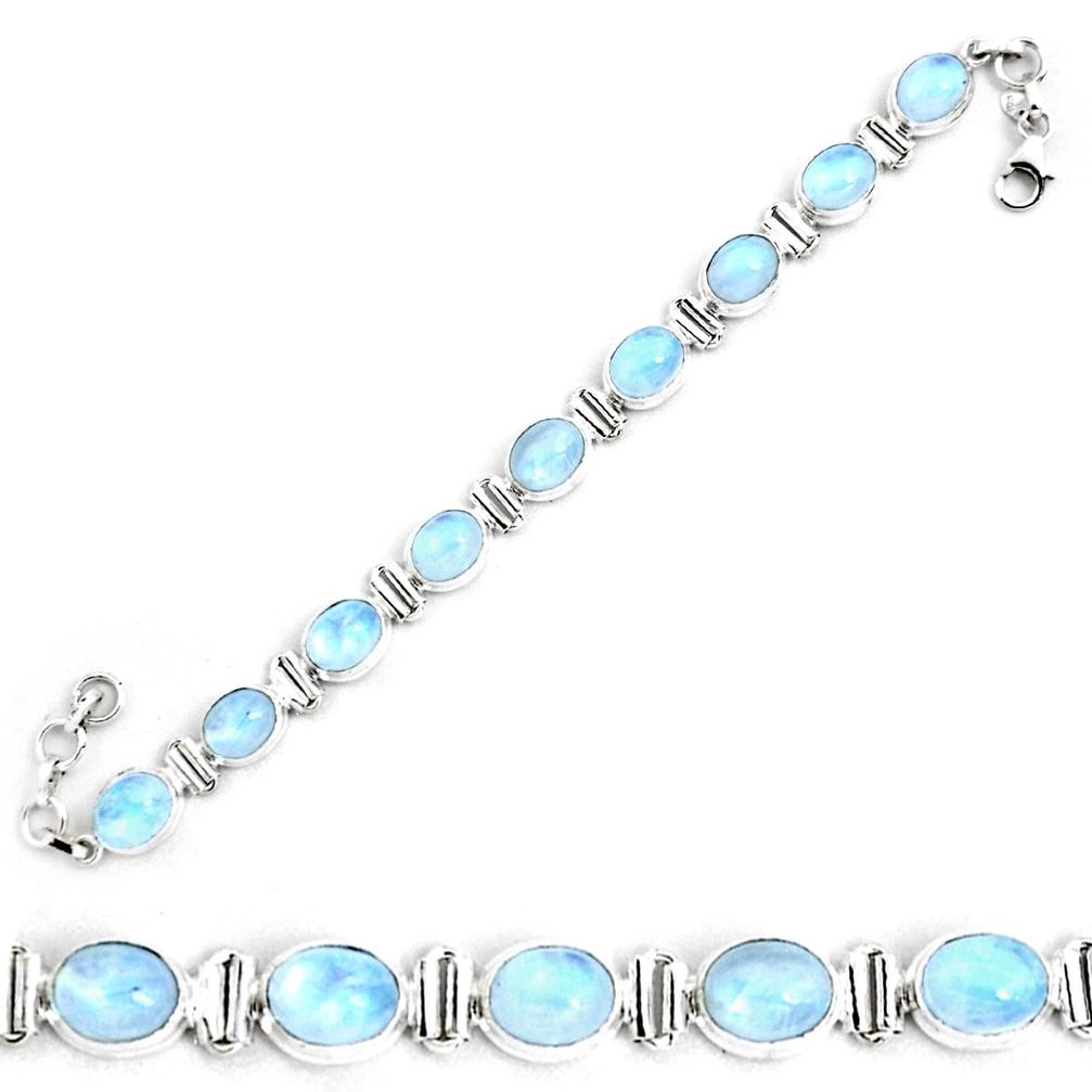 925 sterling silver 38.91cts natural rainbow moonstone tennis bracelet p41055