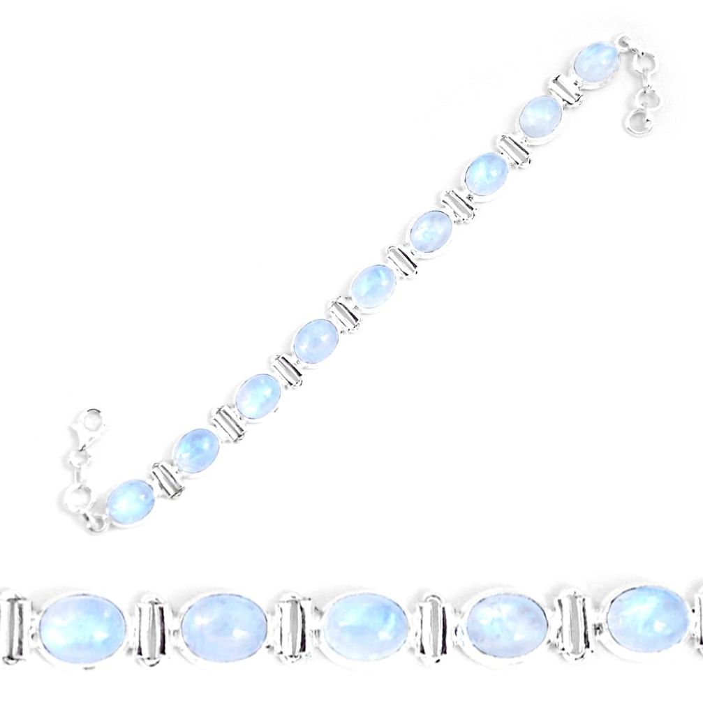 925 sterling silver 41.12cts natural rainbow moonstone tennis bracelet p48174