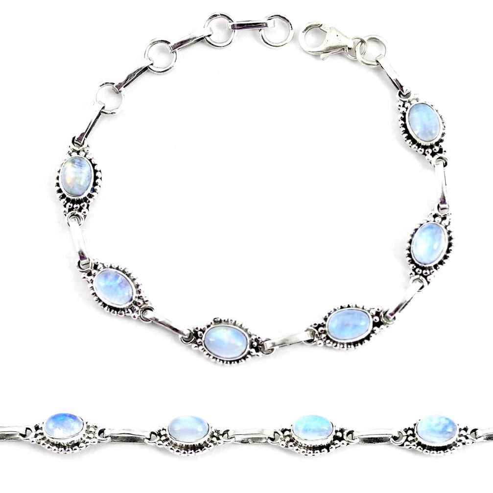 925 sterling silver 9.03cts natural rainbow moonstone tennis bracelet p65140