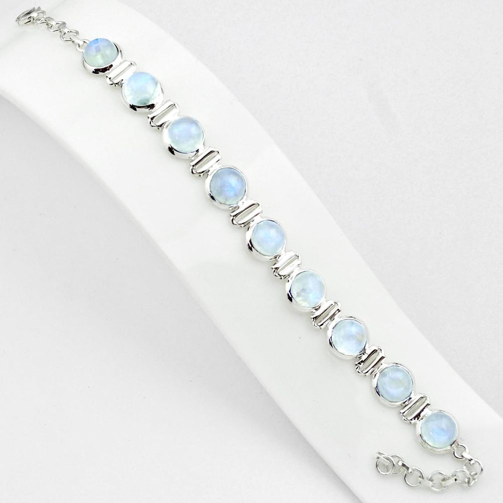 925 sterling silver 30.09cts natural rainbow moonstone tennis bracelet p81413