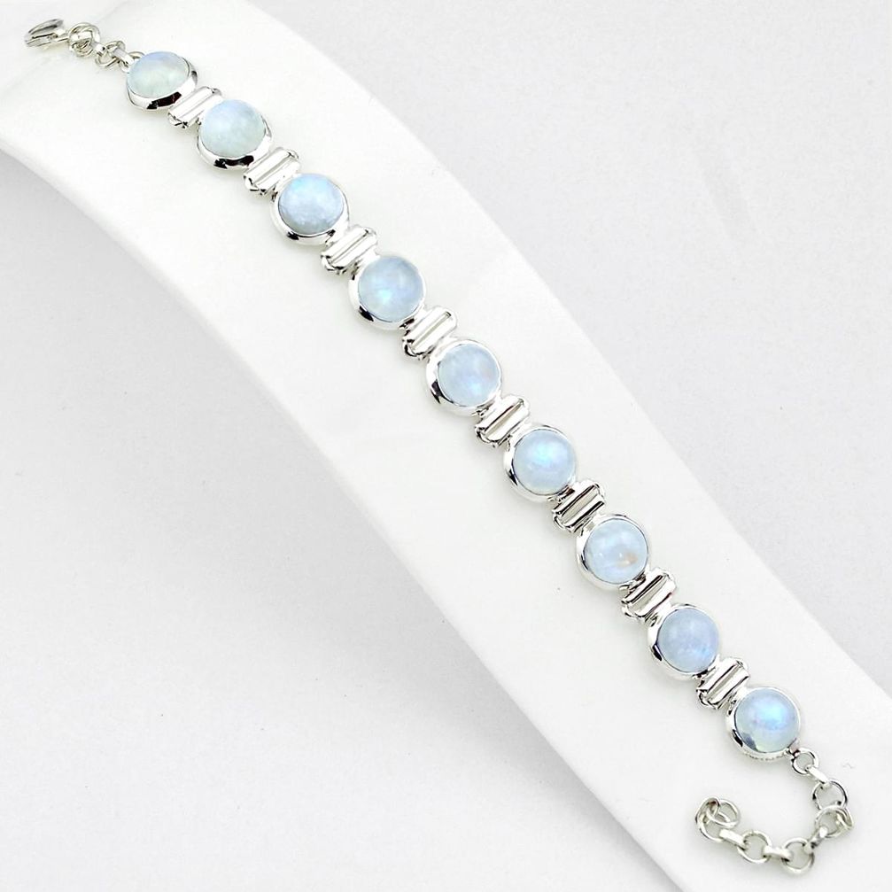 925 sterling silver 30.48cts natural rainbow moonstone tennis bracelet p81416