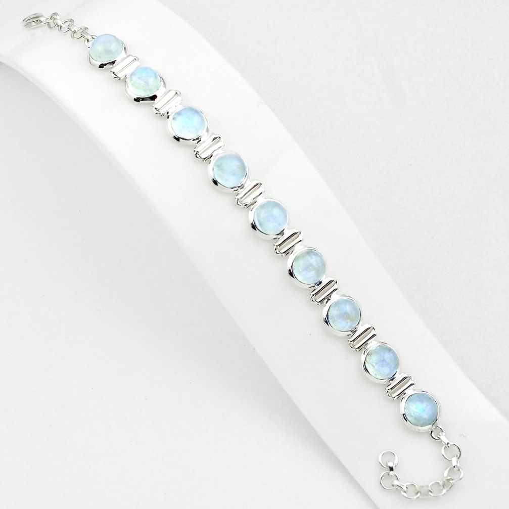 925 sterling silver 29.25cts natural rainbow moonstone tennis bracelet p81419