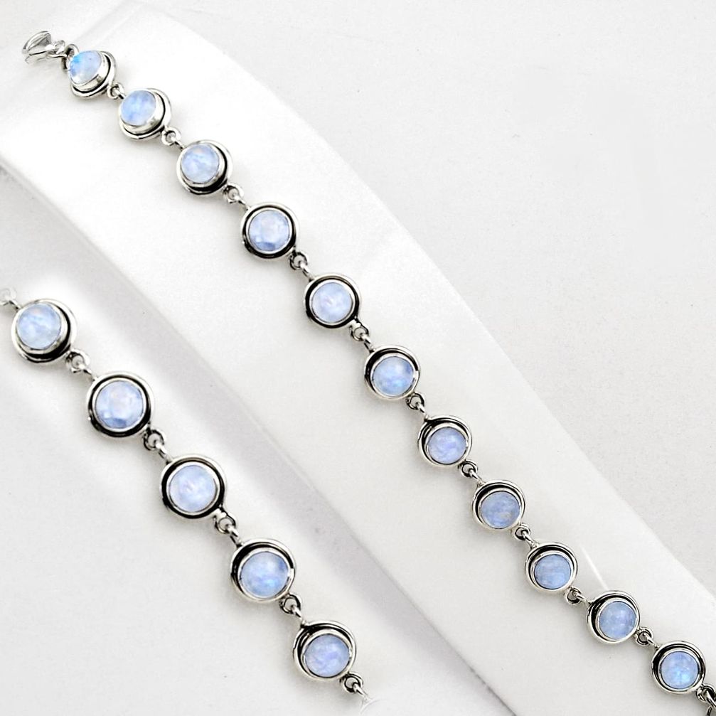 925 sterling silver 22.13cts natural rainbow moonstone tennis bracelet p89078