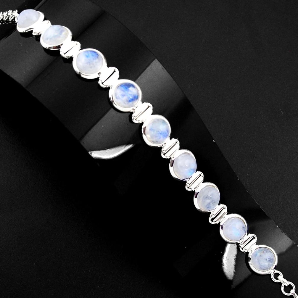 925 sterling silver 28.74cts natural rainbow moonstone tennis bracelet p89644