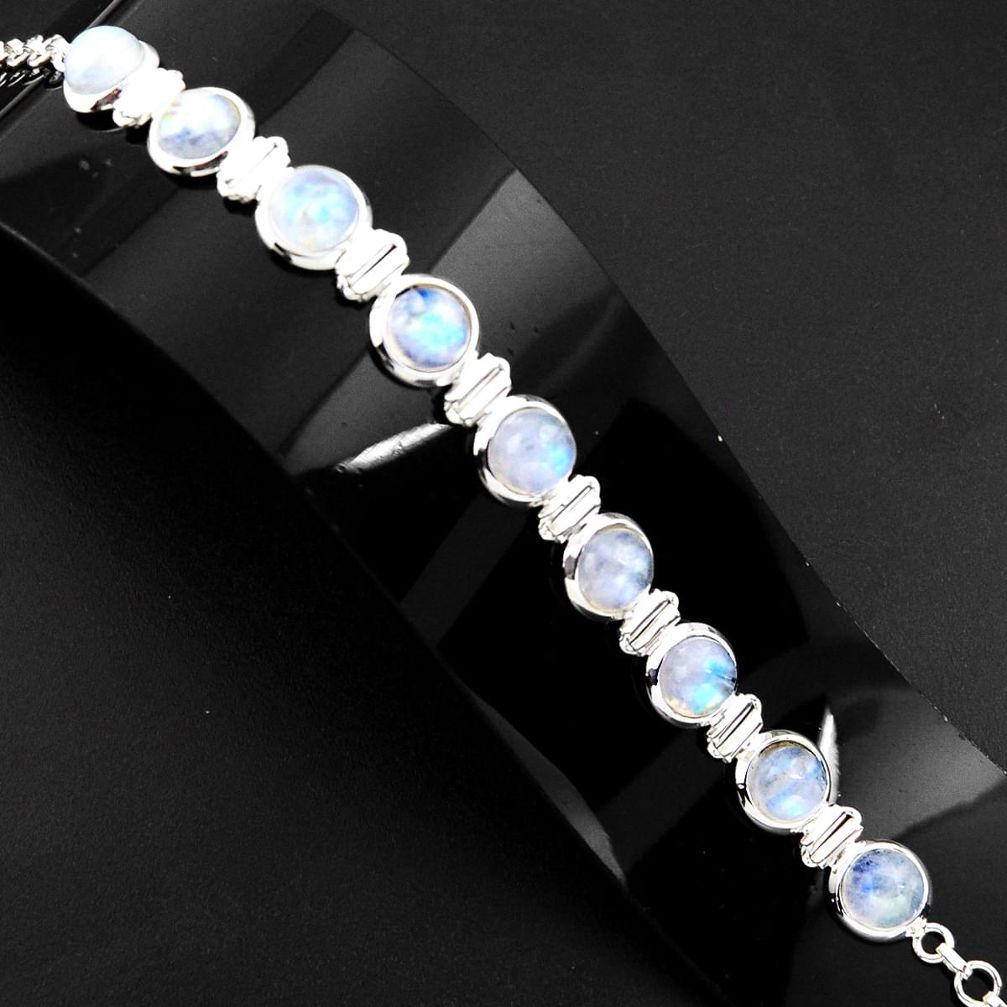 925 sterling silver 30.48cts natural rainbow moonstone tennis bracelet p89652