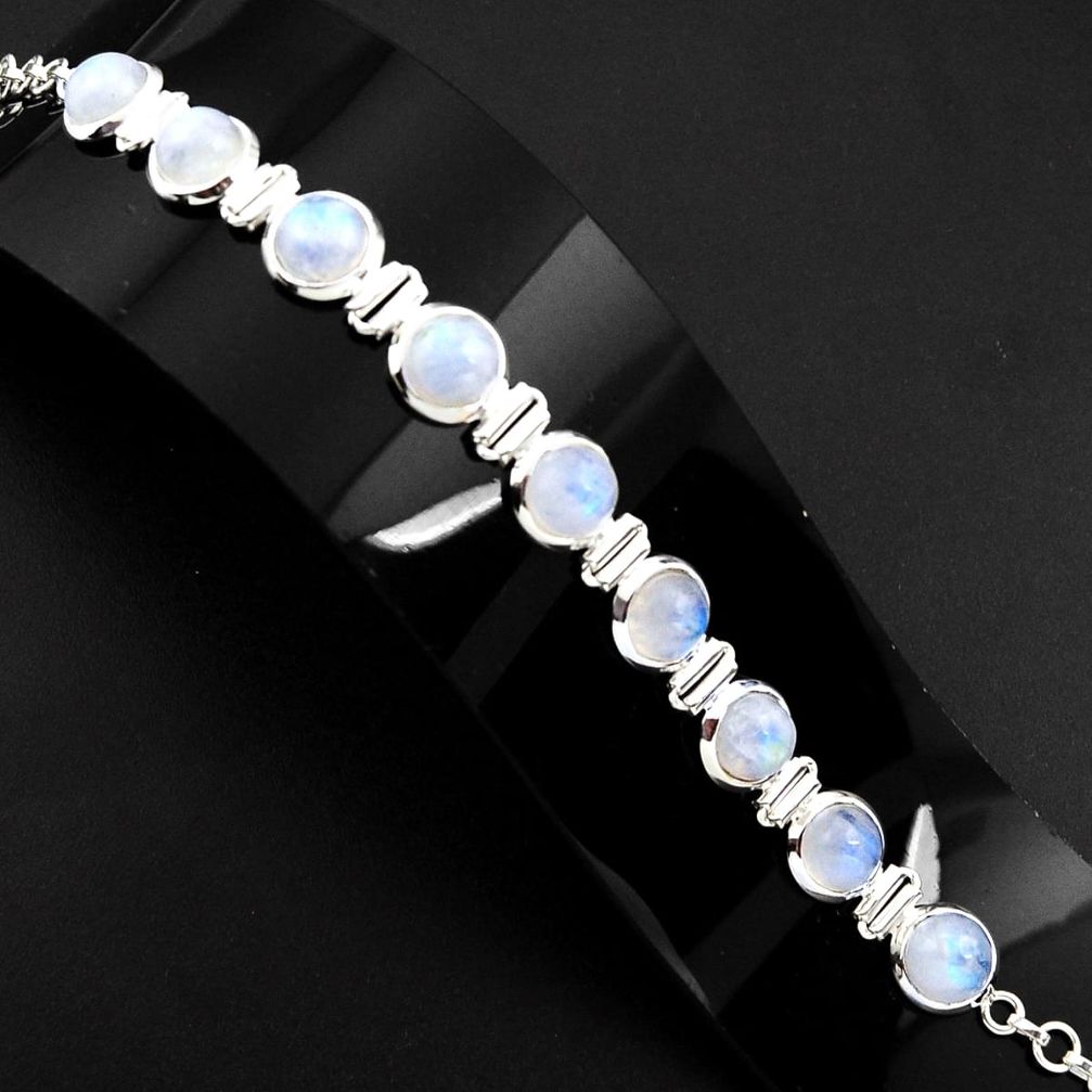 925 sterling silver 30.52cts natural rainbow moonstone tennis bracelet p89656