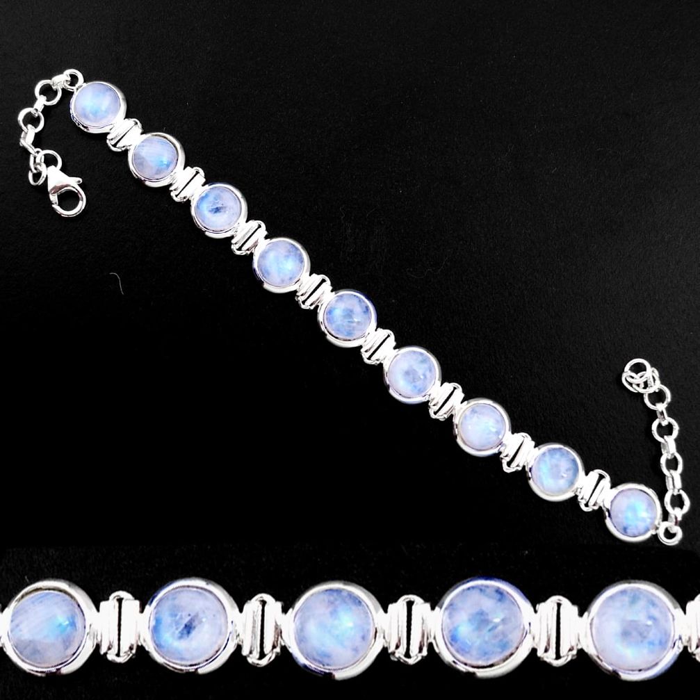 925 sterling silver 30.11cts natural rainbow moonstone tennis bracelet p92884