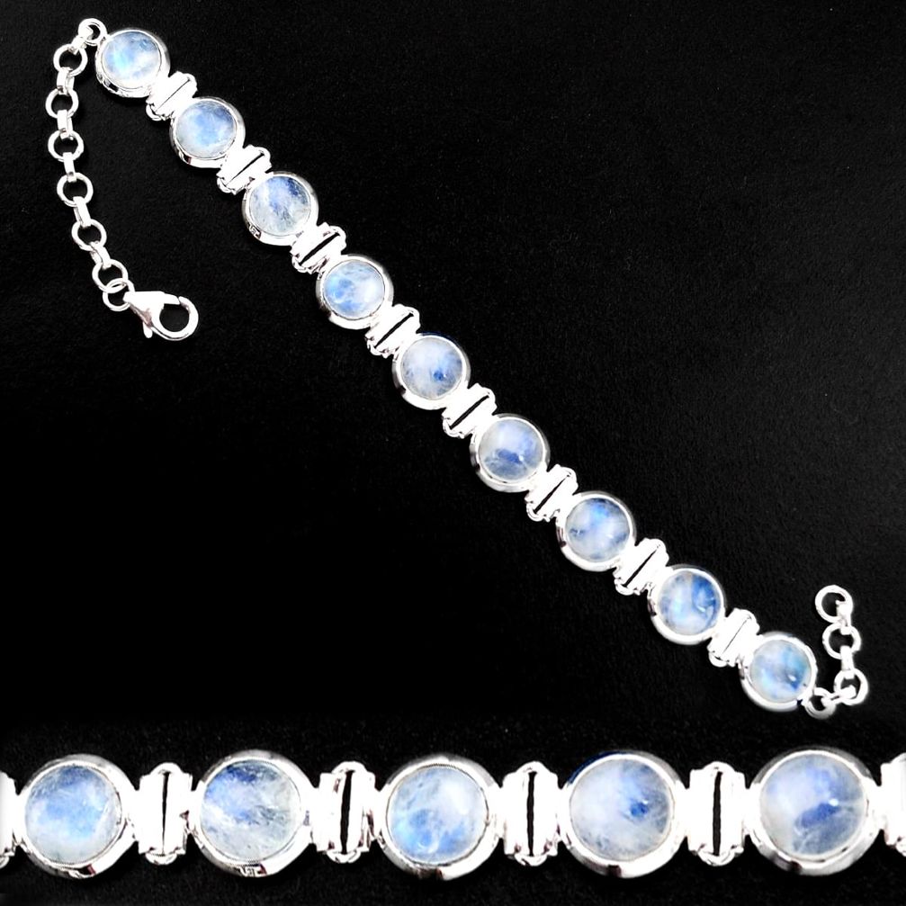 925 sterling silver 29.68cts natural rainbow moonstone tennis bracelet p92890