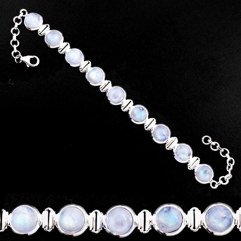925 sterling silver 31.28cts natural rainbow moonstone tennis bracelet p92898