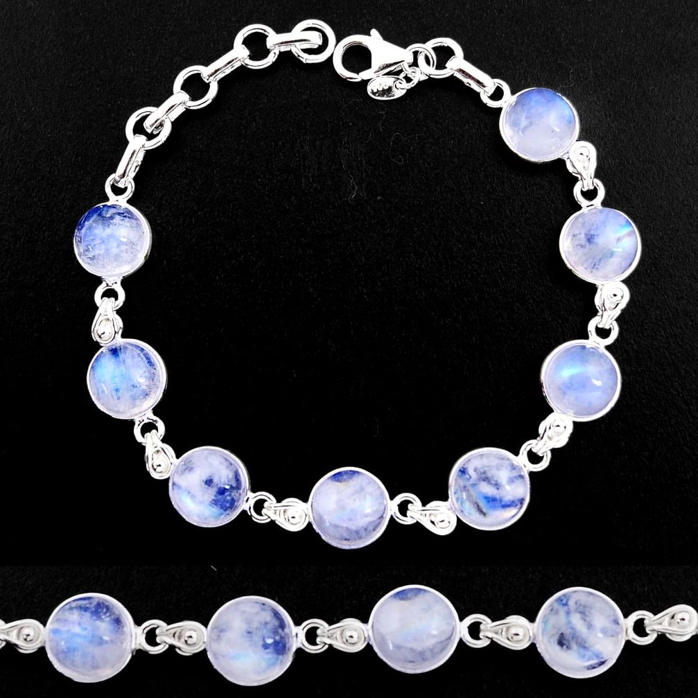 925 sterling silver 32.70cts natural rainbow moonstone tennis bracelet p92918