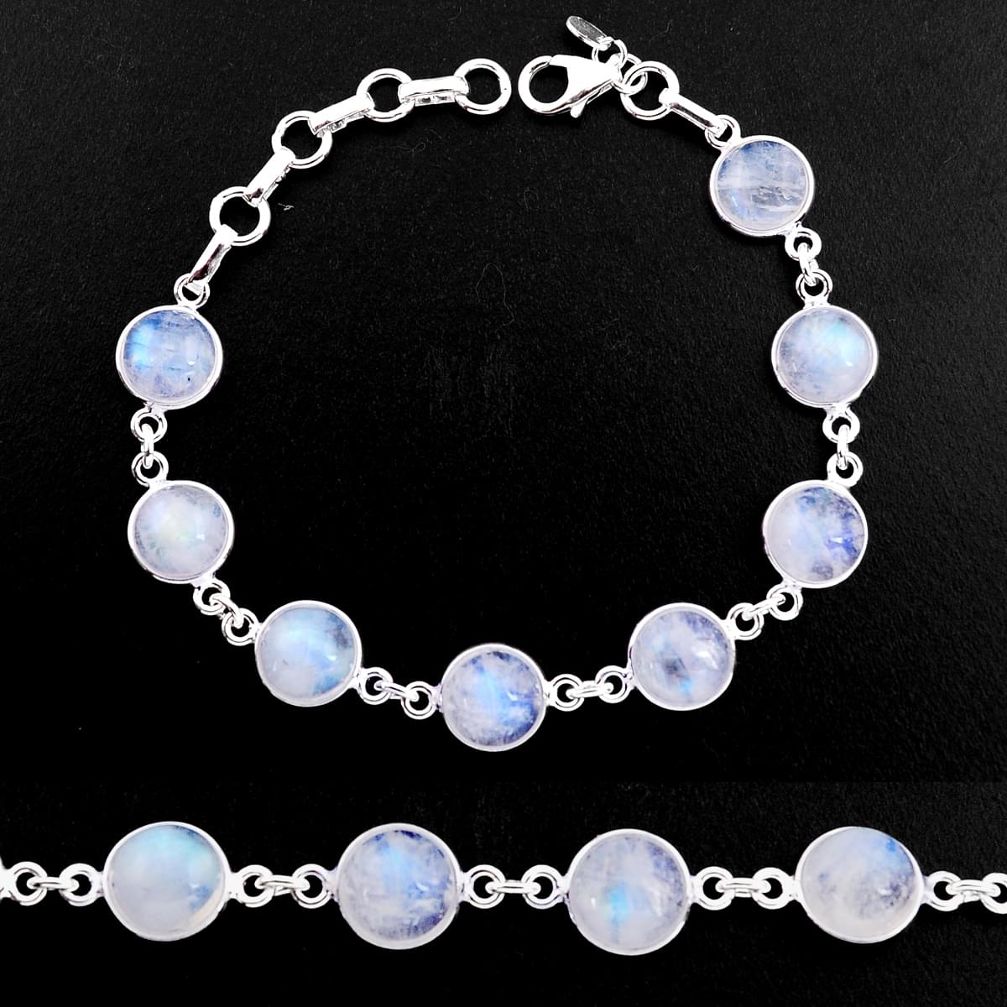 925 sterling silver 29.34cts natural rainbow moonstone tennis bracelet p92929