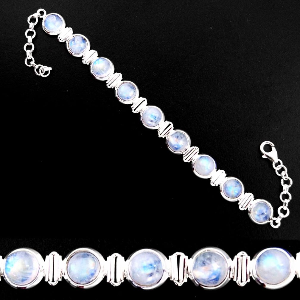 925 sterling silver 28.25cts natural rainbow moonstone tennis bracelet p92988