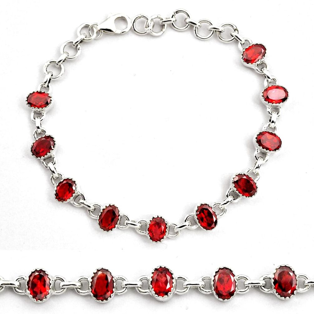 925 sterling silver 15.72cts natural red garnet tennis bracelet jewelry p82598