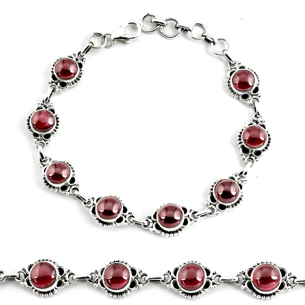 925 sterling silver 19.34cts natural red garnet tennis bracelet p68089