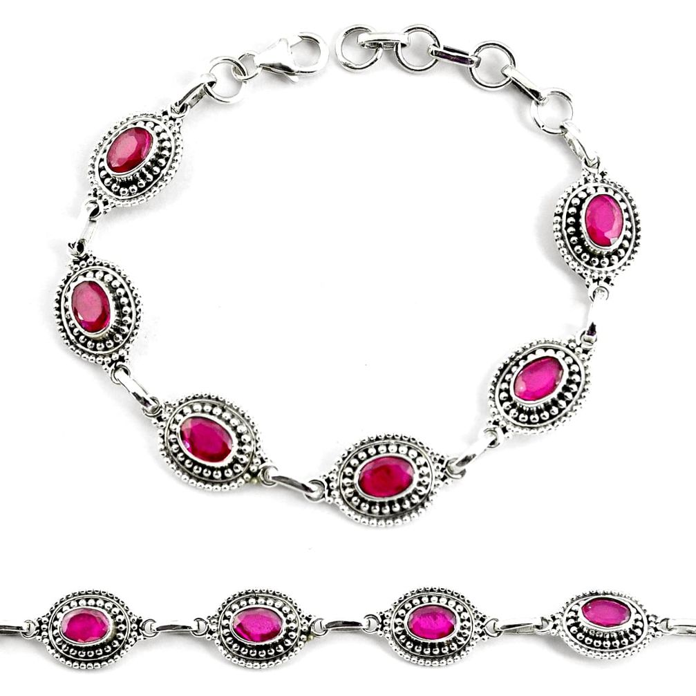 925 sterling silver 9.71cts natural red ruby tennis bracelet jewelry p68056