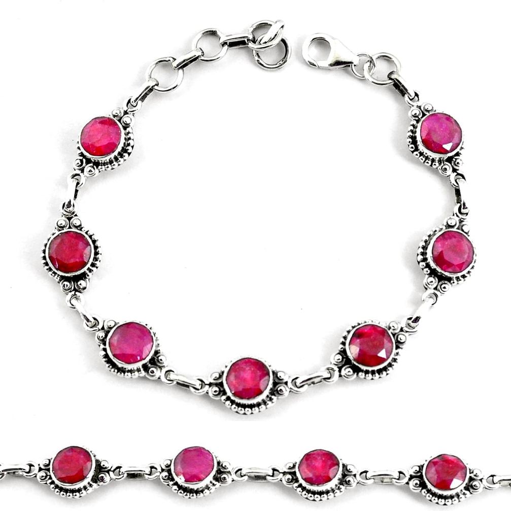 925 sterling silver 18.72cts natural red ruby tennis bracelet jewelry p68060