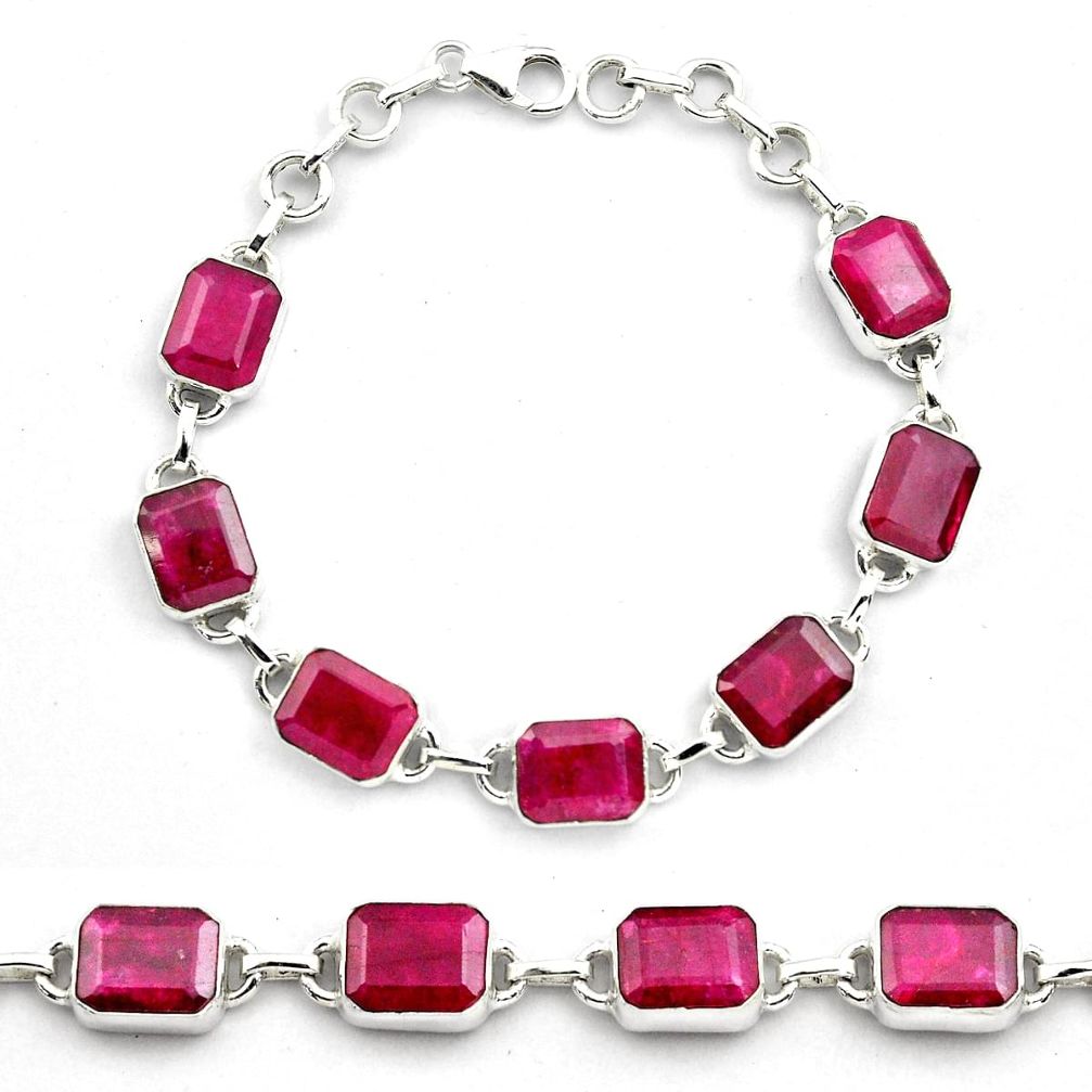 925 sterling silver 28.54cts natural red ruby tennis bracelet jewelry p81464