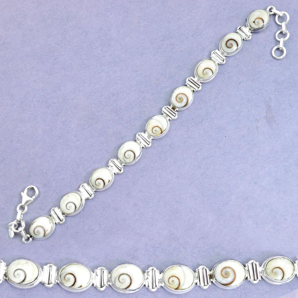 925 sterling silver 35.77cts natural white shiva eye tennis bracelet p34629