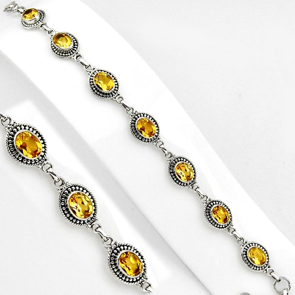 925 sterling silver 16.50cts natural yellow citrine tennis bracelet p89064