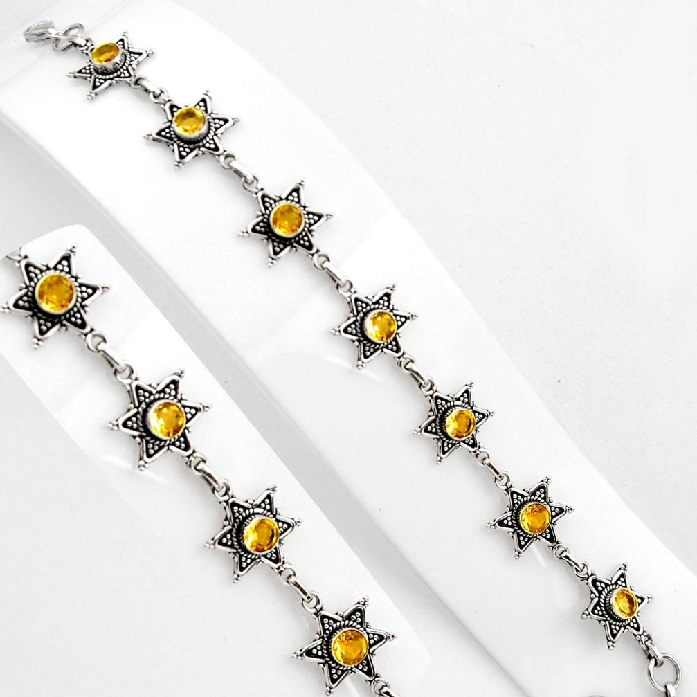 925 sterling silver 6.89cts natural yellow citrine tennis bracelet p89075