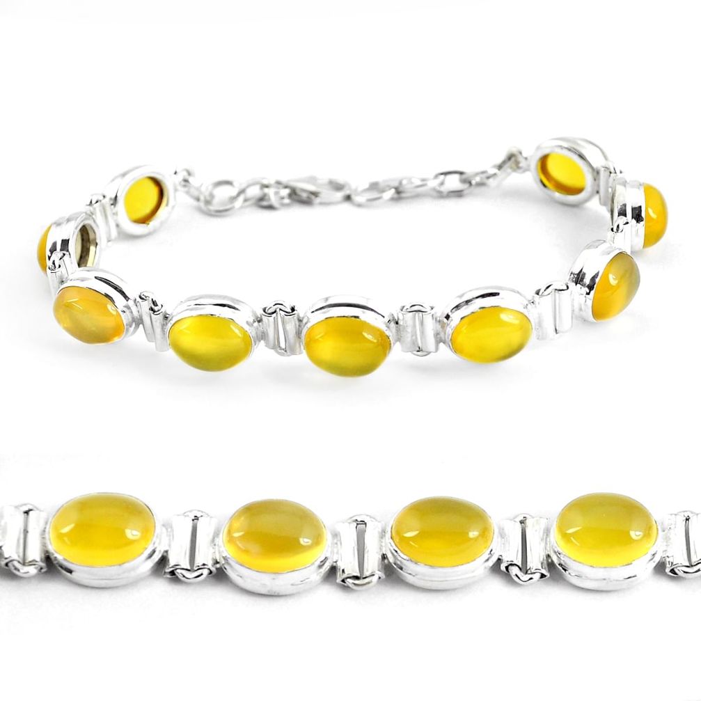 925 sterling silver 37.43cts natural yellow opal oval tennis bracelet p48149